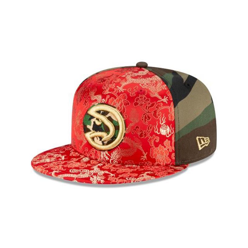 NBA Atlanta Hawks Dragon Satin 59Fifty Fitted (YMI3338) - Green New Era Caps